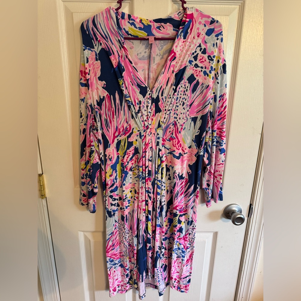Lilly Pulitzer Pink and Blue Ruched Sundress